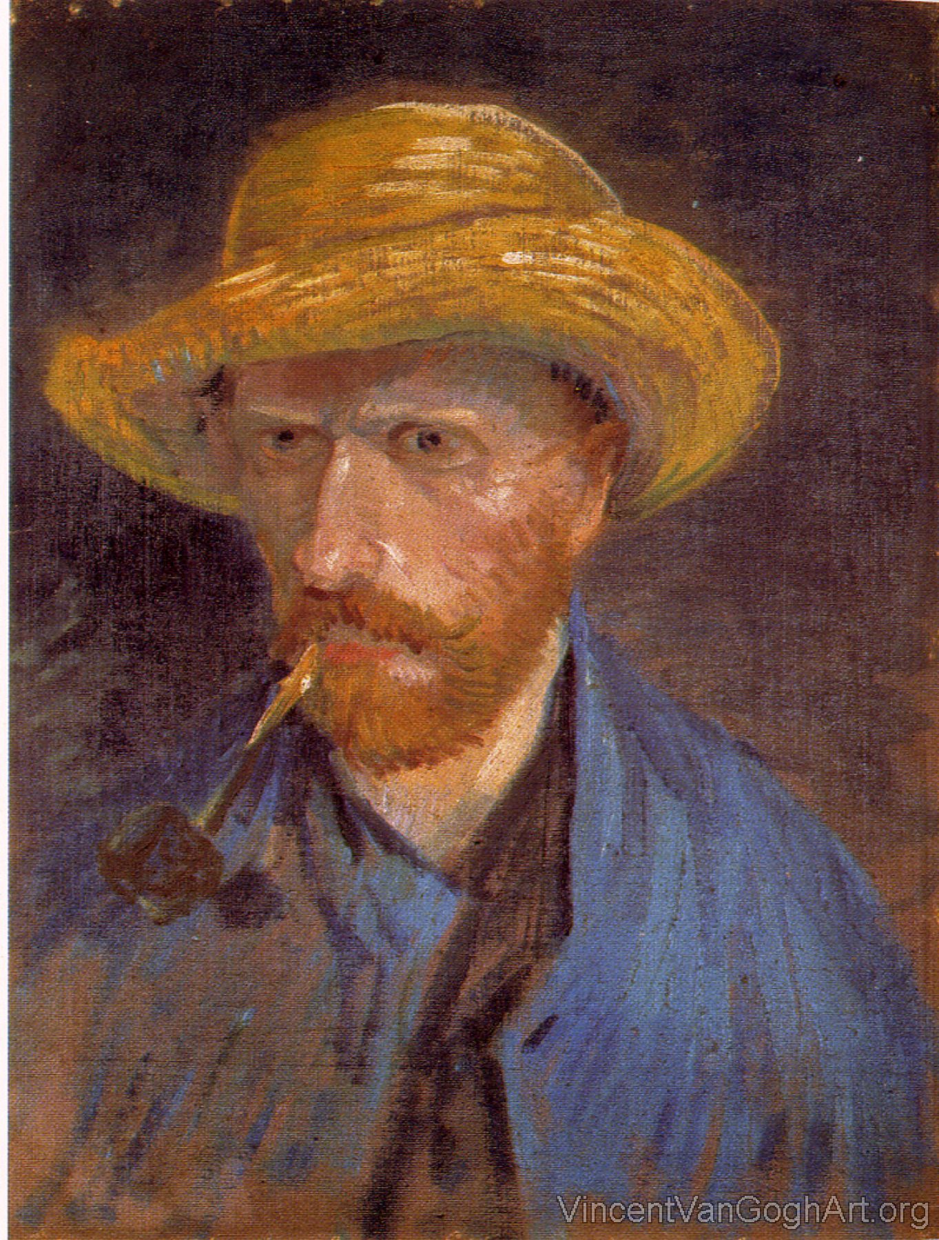 Self-Portrait with Straw Hat and Pipe